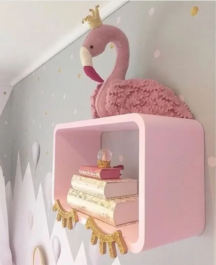 Leuke Handgemaakte Roze Kroon Swan Muur Decor Gevulde Pop Speelgoed 3D Dierenkop Speelgoed Muur Opknoping Flamingo Decor Babykamer muur Kunstwerk