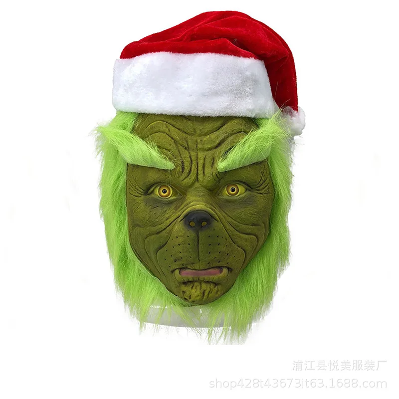 Kerstman Kostuum Set Kerstfeest Prom Volwassen Kostuum Rollenspel Halloween Kostuum Groen Shaggy Cosplay Pak Masker