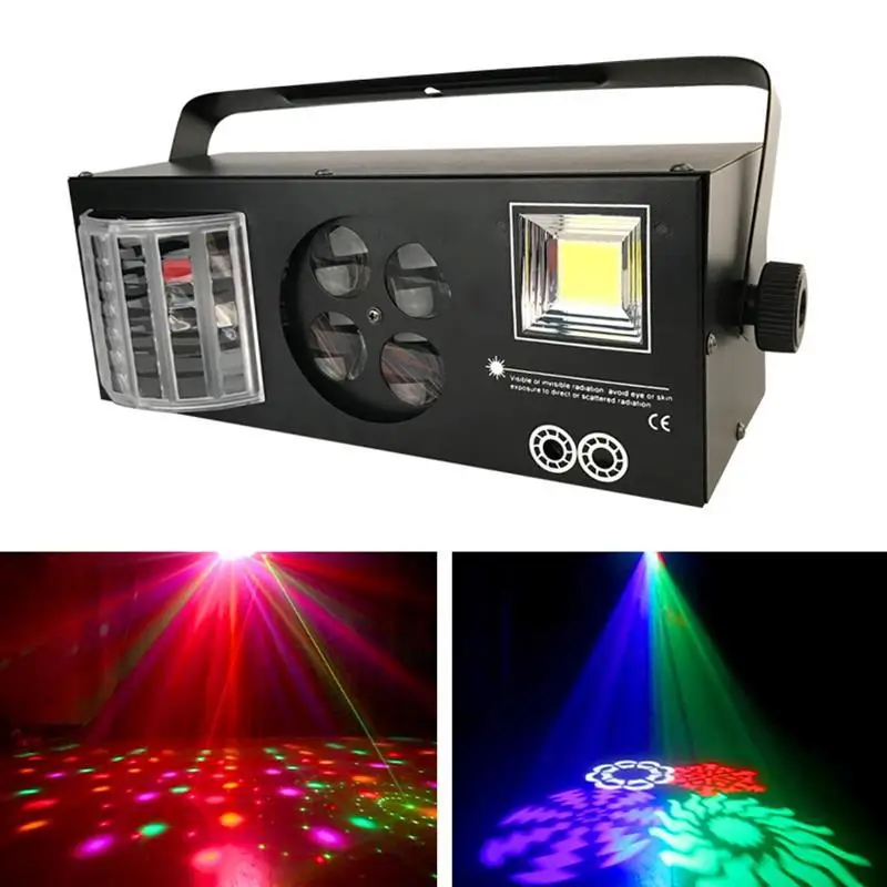 4-In-1 ضوء الليزر المنشط بالصوت KTV غرفة خاصة ستروب نمط فراشة تأثير ضوء بار شعاع الليزر لمرحلة الضوء #3