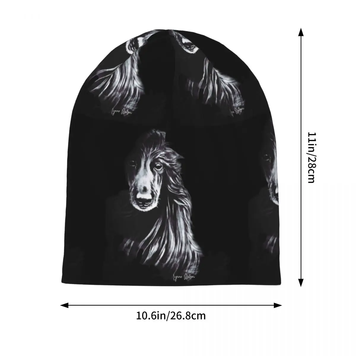 Afghan In Shadows Black Afghan Hound Skullies Beanies Hats Warm Autumn Winter Outdoor Cap Knitted Bonnet Caps for Men Women