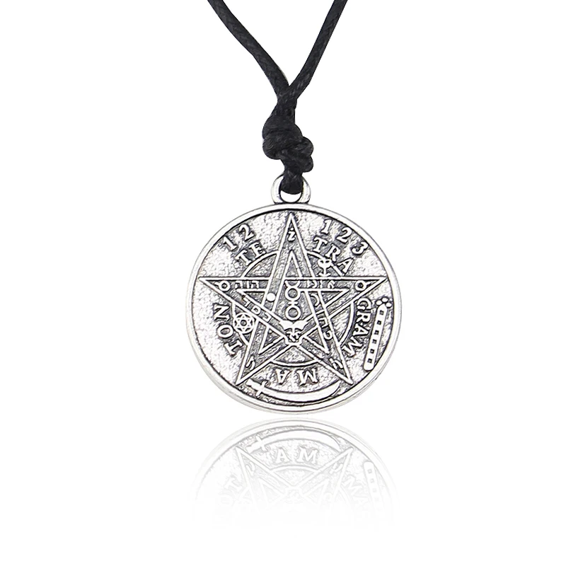 Tetragrammaton Pentacle Pentagram Pendant Charm Necklace for Men Wiccan Talisman Pagen Amulet Vintage Jewelry