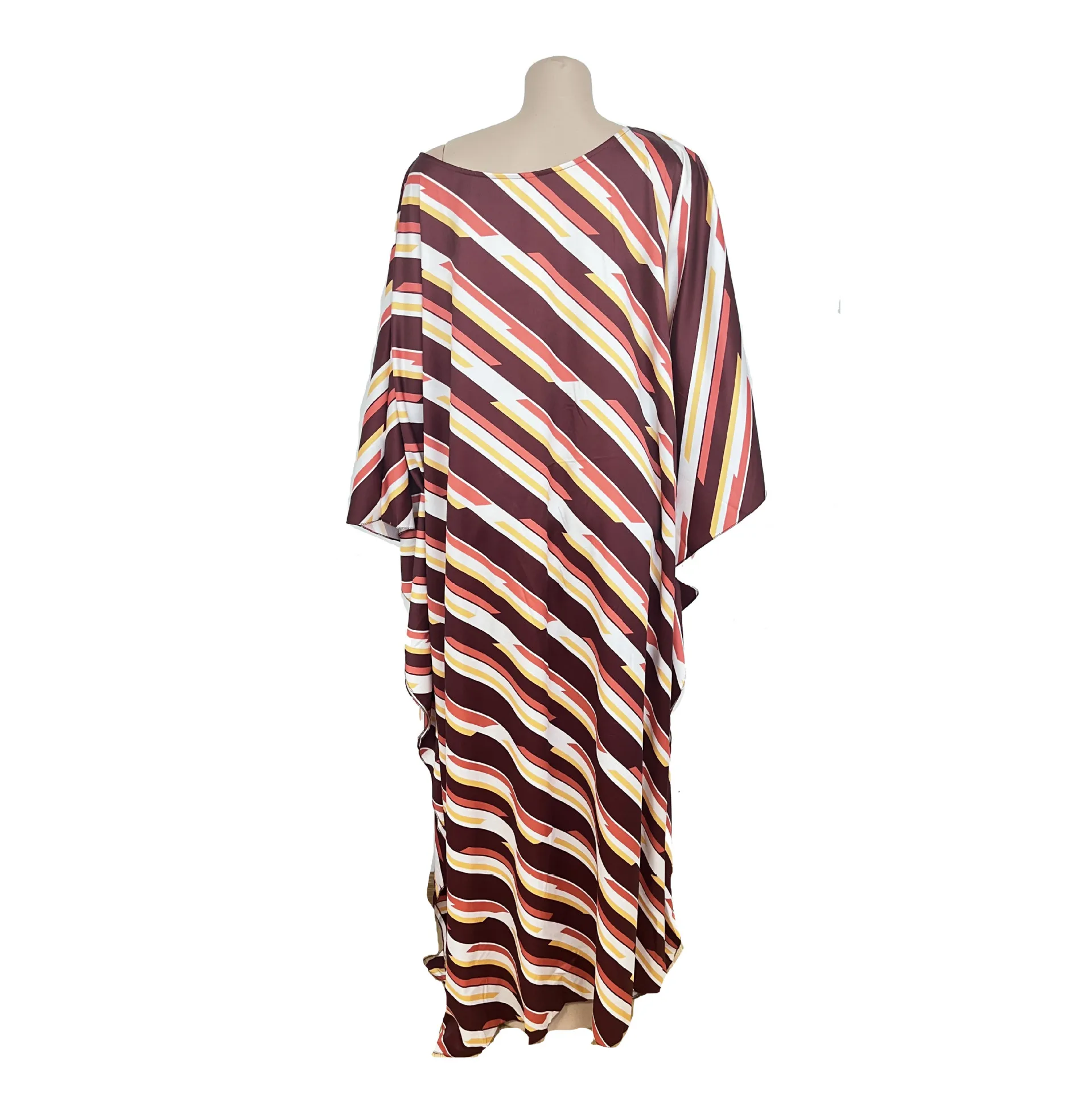 2023 Muslim Europe, America and Africa Diagonal Stripe Printed Oversized Robe Fashion Dress 3121#