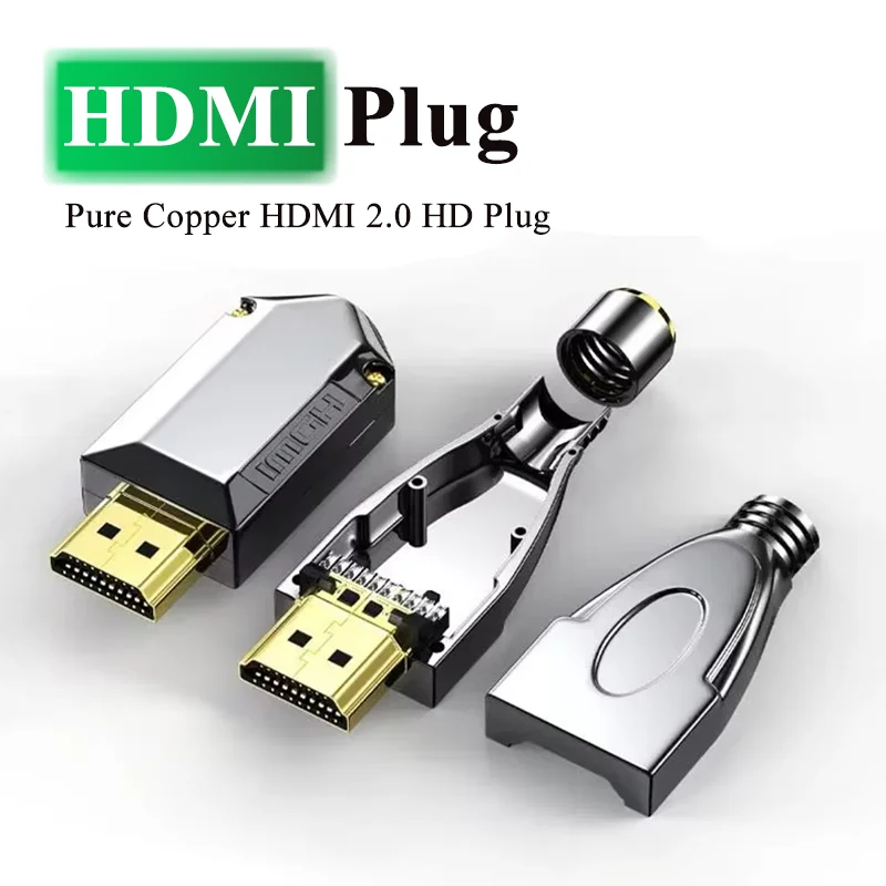 HDMI Welding Head  Pure Copper HDMI 2.0 HD Plug 4K 60HZ HD Cable Interface DIY Repair HDMI Cable Connector for Computer TV