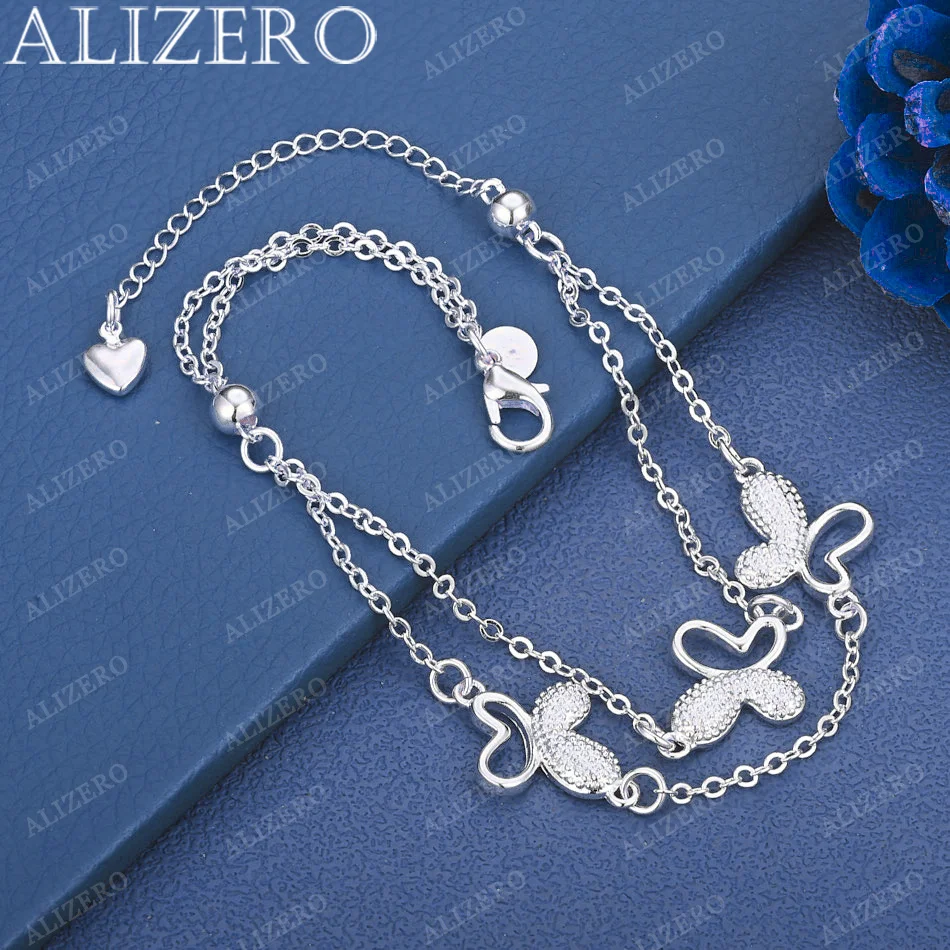 

ALIZERO 925 Sterling Silver Three Butterflys Charm Bracelets Girl Wedding Party Gift Fashion Jewelry ﻿