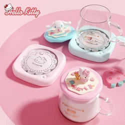 Hello Kitty Cinnamoroll USB Warmer Cup Hot Drinks Cup Door Mat Insulation 55°C Heated Heating Stand Office Beverage Thermos Mug