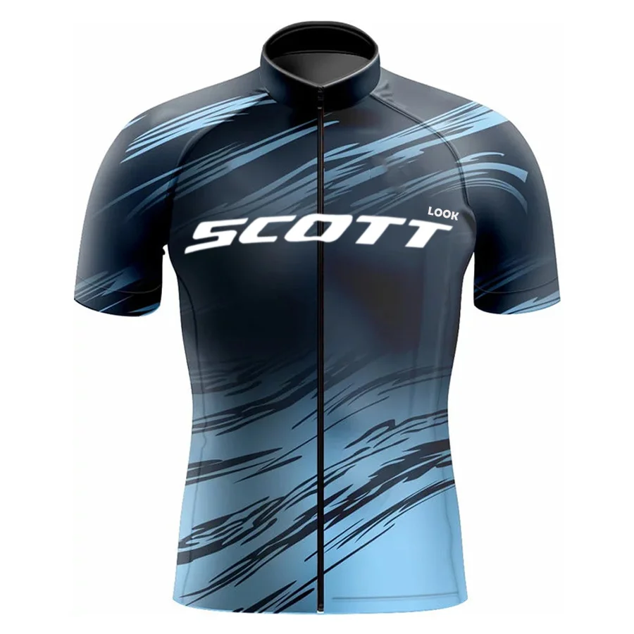 SCOTT LOOK Pro Bicycle Team Short Sleeve Maillot Ciclismo Men's Cycling Jersey Sets Summer Breathable Cycling Clothing Suit