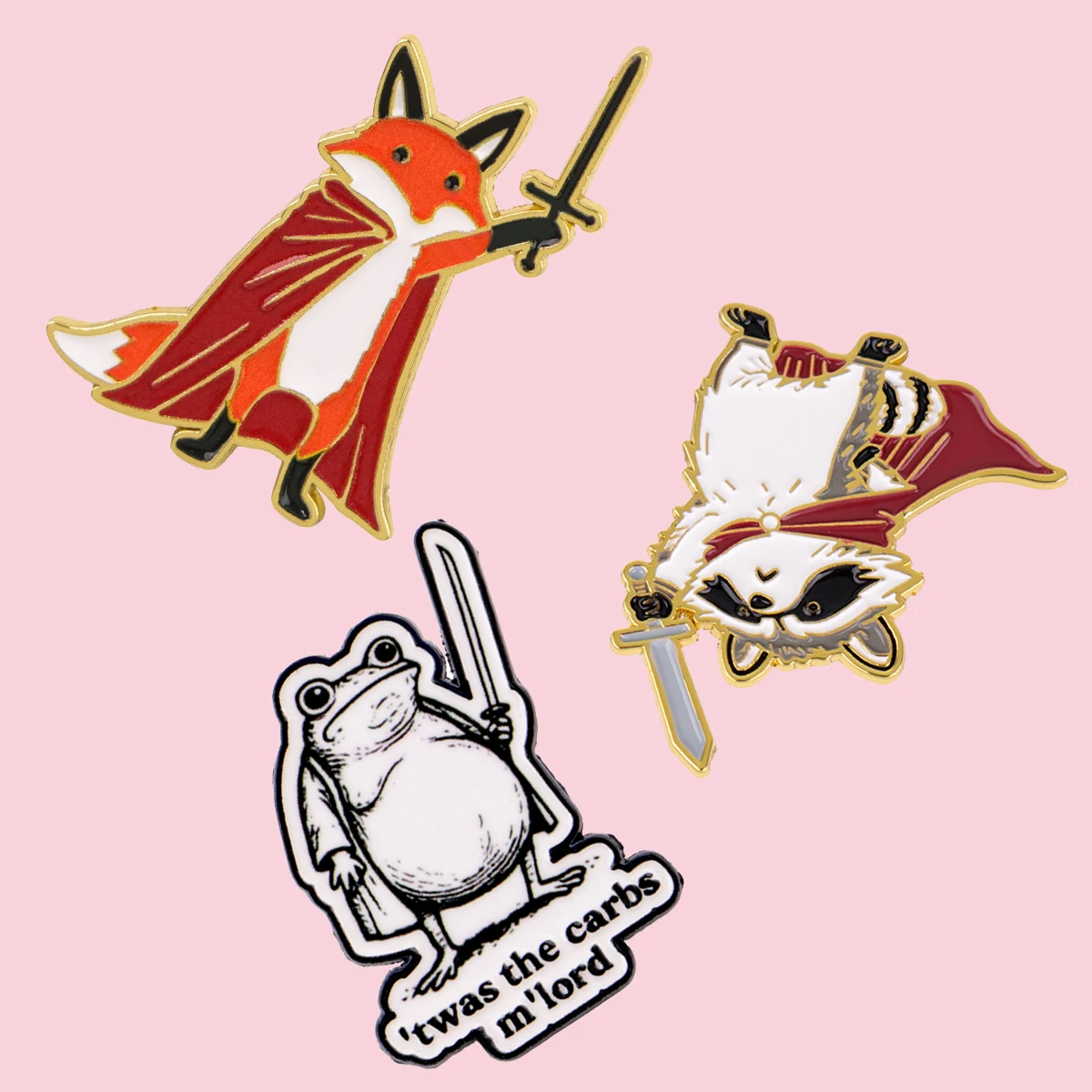 Animals Warrior Emaille-Pin, Schwert-Broschen für Damen, Anstecknadeln, Abzeichen auf Rucksack, Kleidung, Accessoires, Modeschmuck, Geschenke, 3 Stück