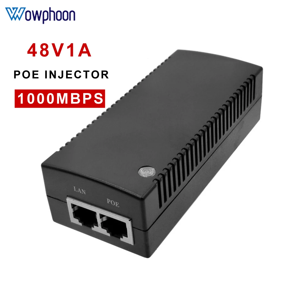 Гигабитный адаптер питания CCTV, инжектор POE, блок питания, IP-камера Ethernet, телефон, AC 100-240V-DC 48V 1A, инжектор POE