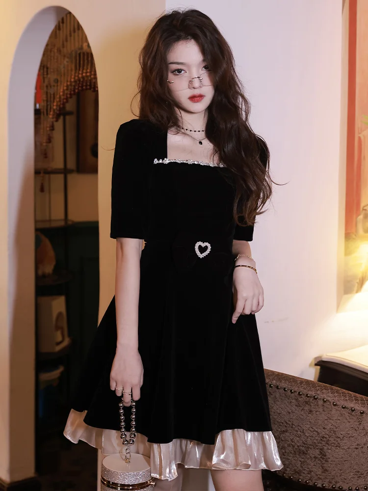 Black Little Evening Dress Women's Summer Luxury Small Crowd High end French Luxury Dress Party Dress