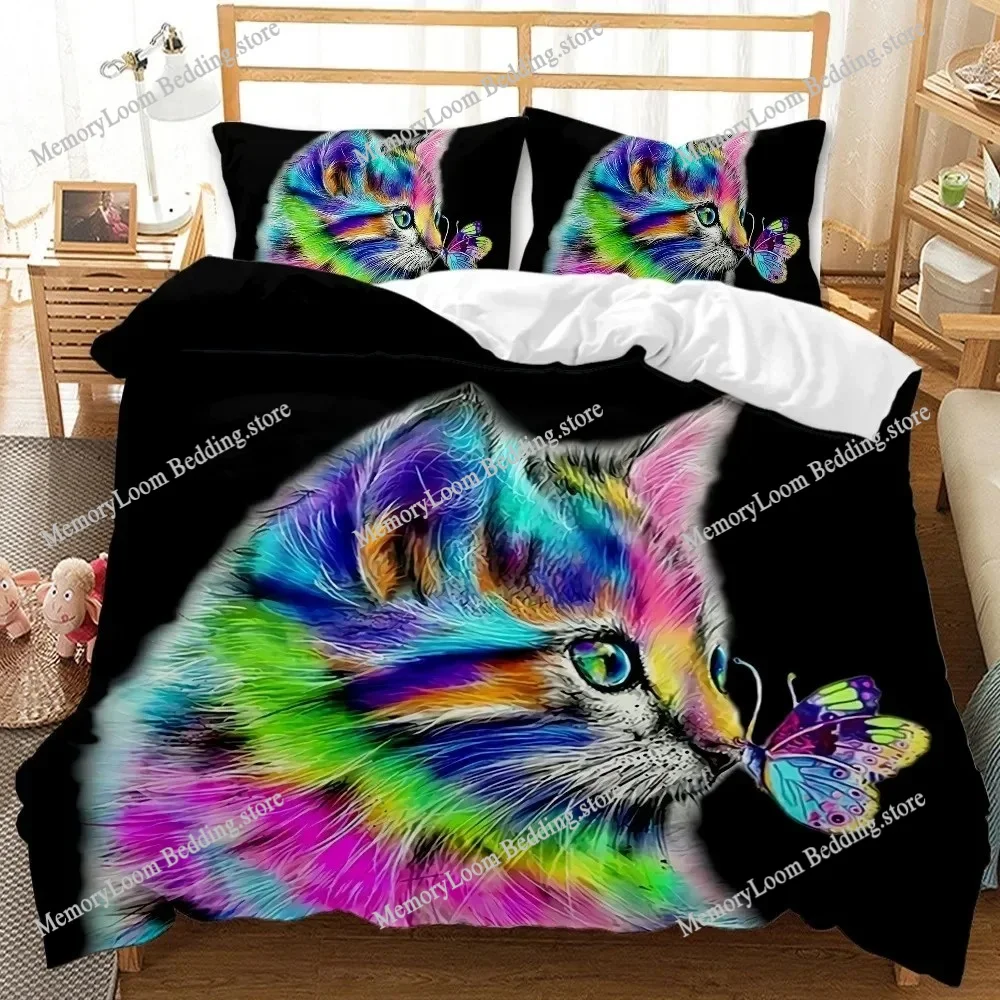 

3D Printed Kawaii Kitten Cat Bedding Set Duvet Cover Bedroom Comforter Single Twin King Size Quilt Cover Home Textile