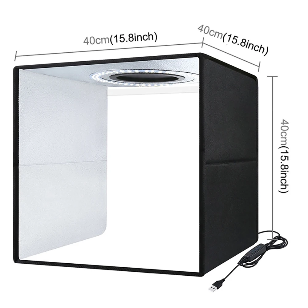 40cm/15.8inch Photo Studio Light Box With 12 Colors Backdrop Portable Photography Lightbox Softbox Tent Kit For Product Shooting