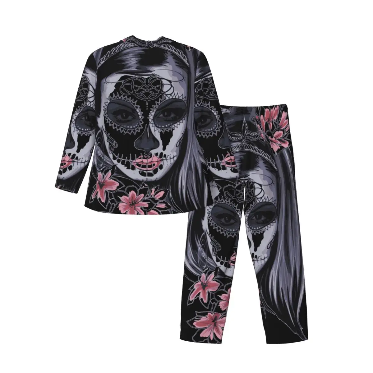 Katrina Skull Pantalones de manga larga Pijamas para hombres Conjuntos de ropa de dormir para el hogar de otoño e invierno