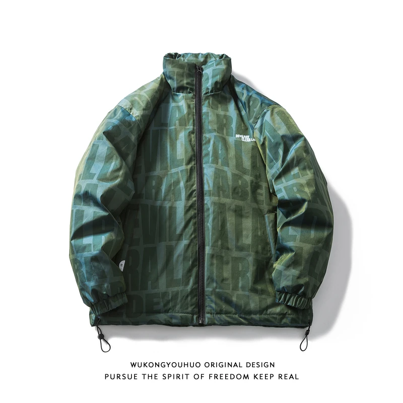 

Теплая утолщенная мужская зимняя куртка с воротником-стойкой, модная молодежная свободная модель, дышащая, ветрозащитная