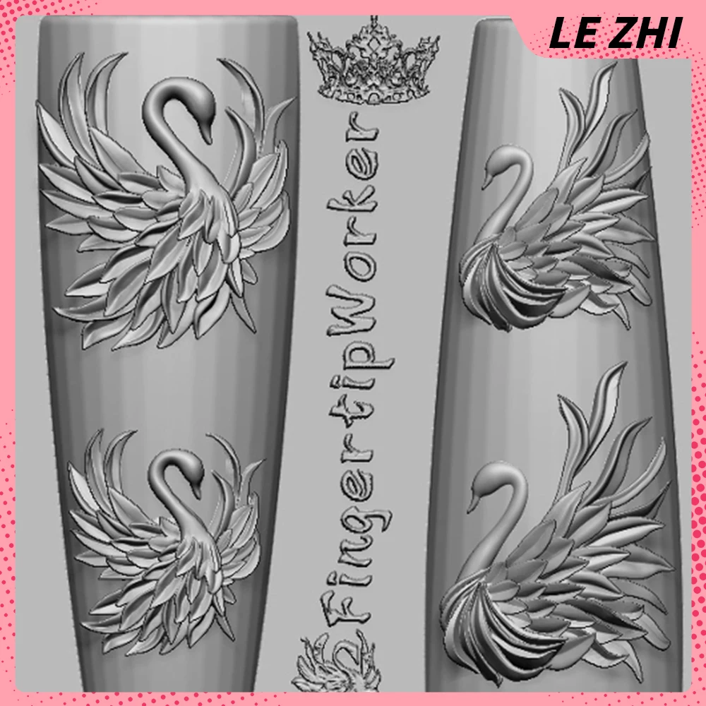 1Pc Sweet Cool Animal Series Diy Silicone Art Nails Mold Dragon Butterfly Swan Fox Snake 3D Acrylic Mold Nail Art Decorations view 5