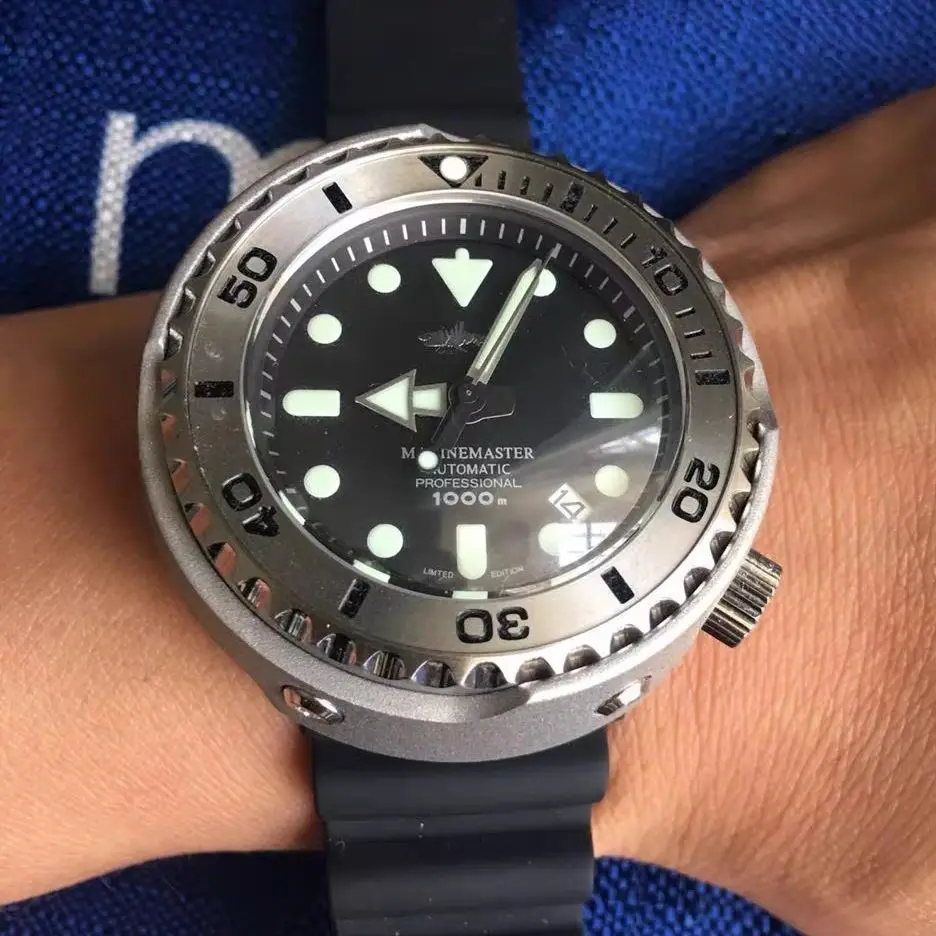 Heimdallr Men Automatic Watch 48mm Mechanical Wristwatch Diver 100Bar Waterproof C3 Luminous NH35 Sapphire Mirror