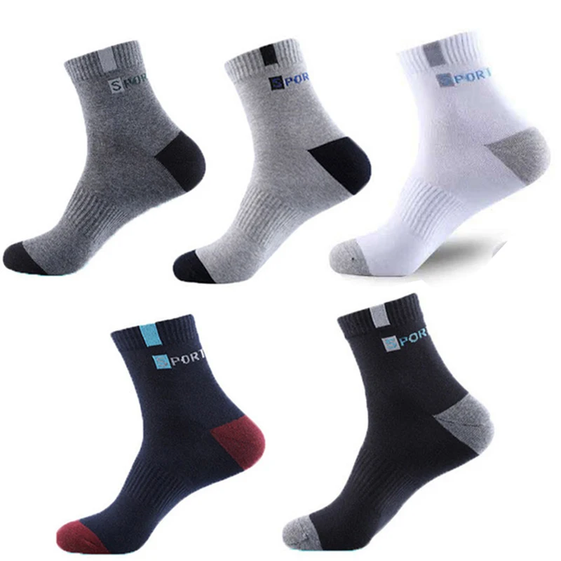 Chaussettes en coton de haute qualité pour hommes, 5/10 paires, en fibre de bambou, respirantes, absorbant la sueur, désodorisantes, mode décontractée, chaussette de sport pour garçons