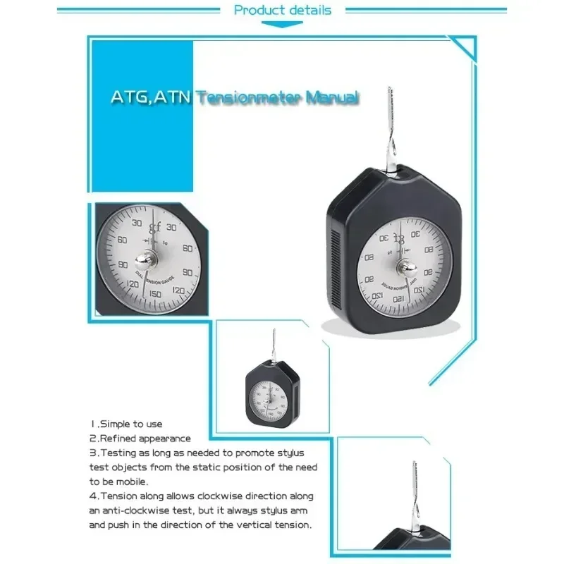 Digital Tension Meter Orthodontics Dial Gram Force Gauge ATN Tesionmeter for Contact/ Precision Pressure Electronic Tesion