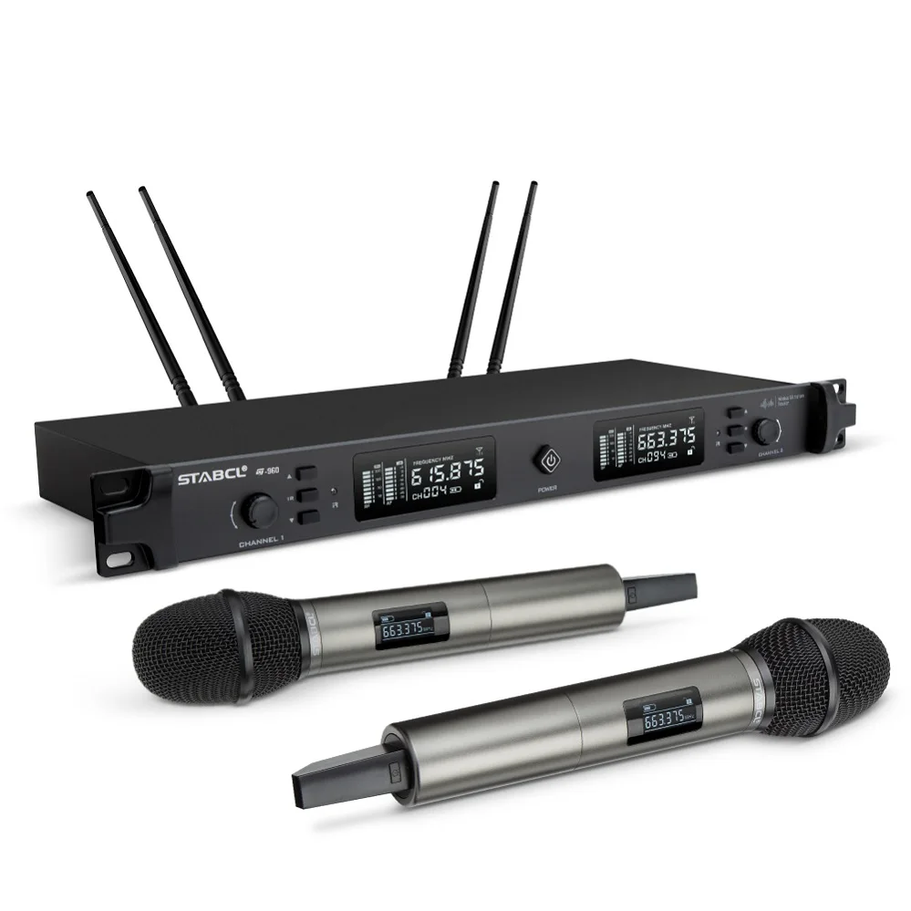 

ST-960 500 meters UHF microphone wireless professional 2 channels receive cordless mic for church speech Stage performance