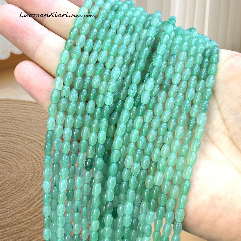 Oval 4x7mm Natural Stone Green Aventurine Loose Spacer Beads for Jewelry Making Diy Earrings Bracelet Charms Accessories 15''