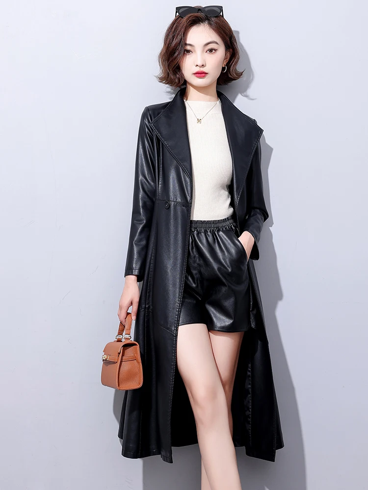  Ning Genuine Leather Jaet Women's Mid-Length 2025 Spring Autumn New Sle Korean Version Slimming Ladies' Leather Coat