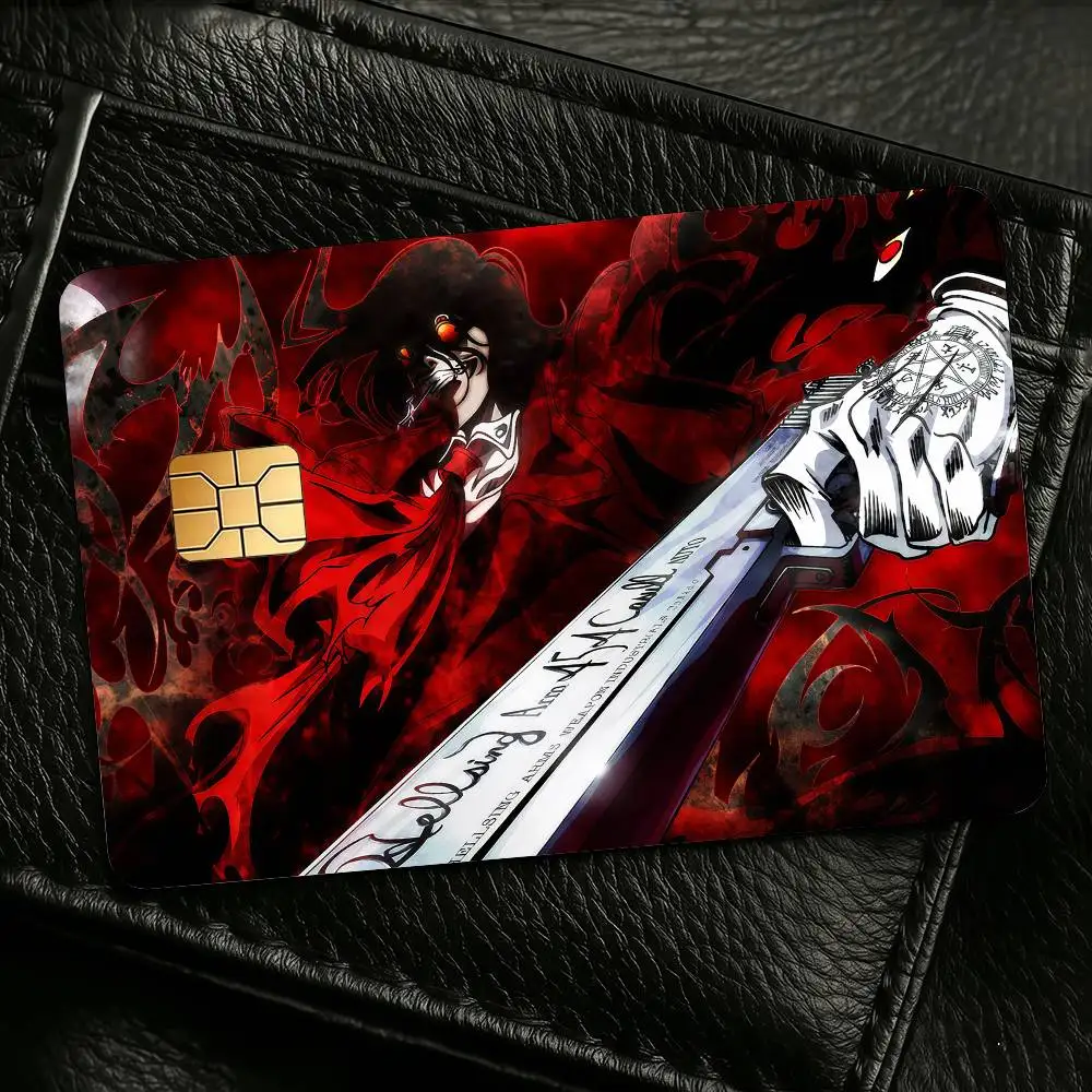 Anime H-HellsingS Credit Skin Cover Card Stickers 4PCS Film Bus Pass Front Decoration Bank Debit Waterproof