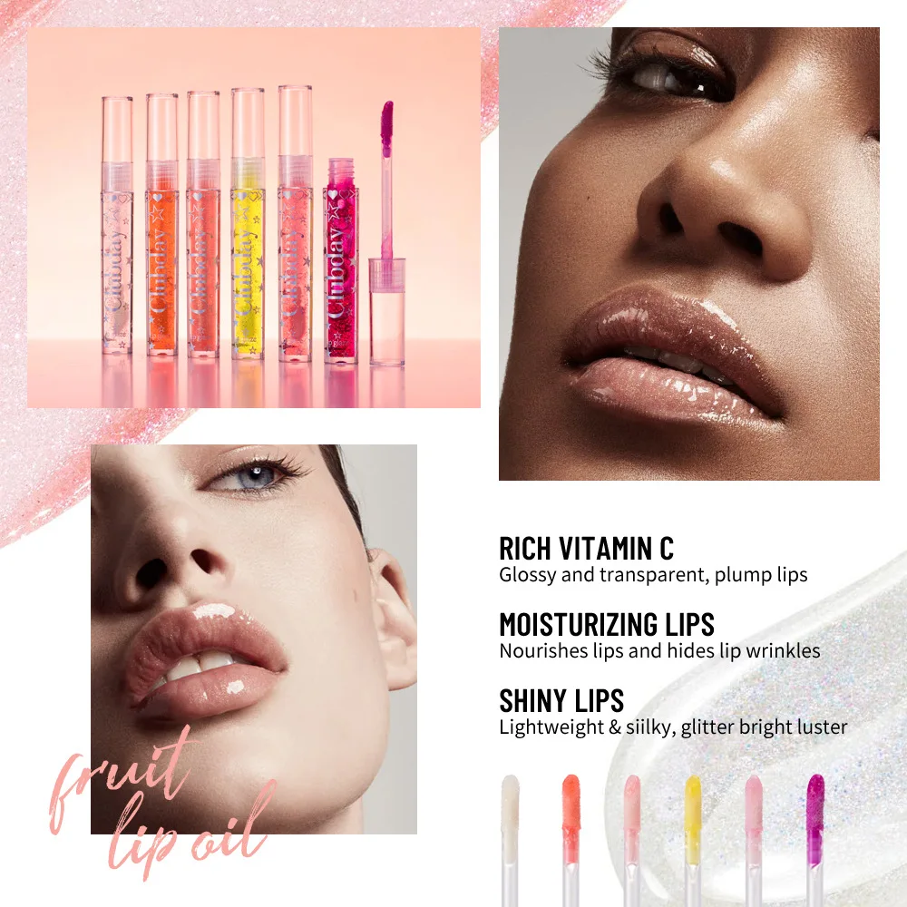 Clubday Lip Moisturizing Moisturizing Glossy Hydrating Sparkle Lip Glaze Make Up Crystal Jelly Moisturizing Lip Oil