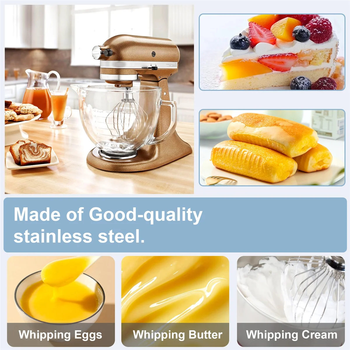 Accessories for 7-Quart Lifting Stand Mixer, Mixing Head, Whisk, Suitable for KSM7586P/7990/8990JAS