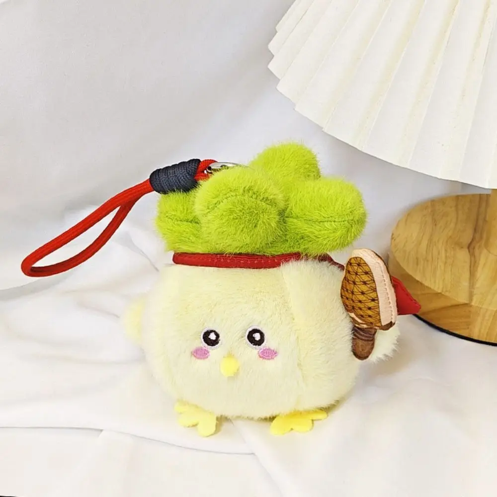 With Voice Vegetable Chicken Pendant Garlic Bird Bag Charm Stuffed Cabbage Chicken Keychain Soft Fluffy