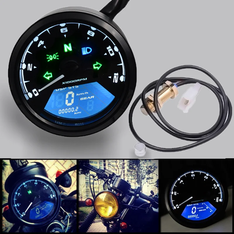 Motorcycle Modified Instrument Speedometer Tachometer Led Light Left and Right High Beam Display and Warning Function