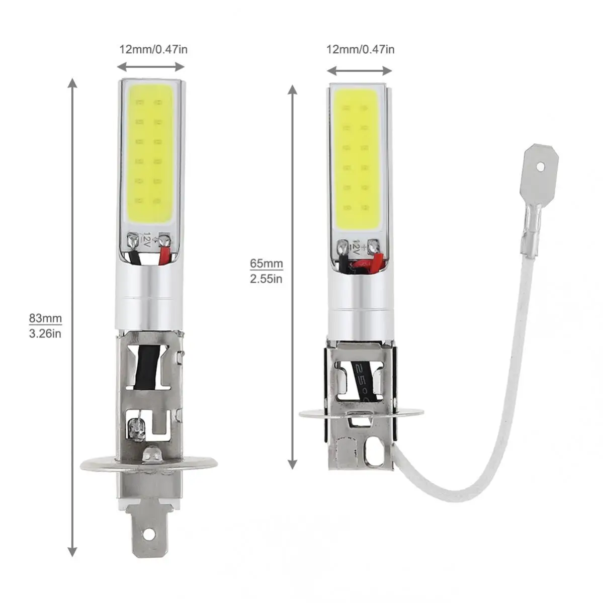 H1 H3 หลอดไฟ LED รถหมอกไฟ CANbus Super Bright ไฟหน้าหลอดไฟ COB 12V 6000K ไฟวิ่ง Auto รถจักรยานยนต์