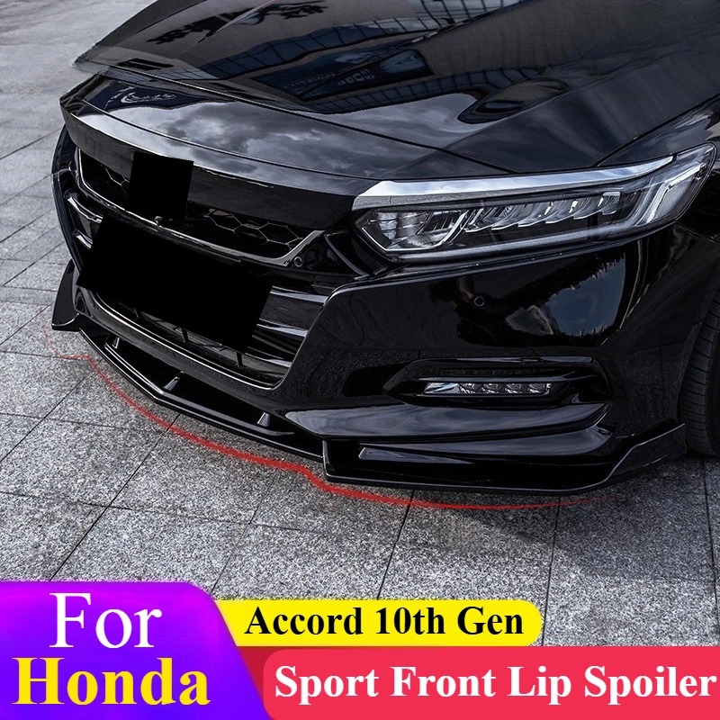 

For Honda Accord 10th Gen 2018-2022: Sport Front Lip Spoiler - 3-Piece Kit w/Screw Installation Body trim accessories