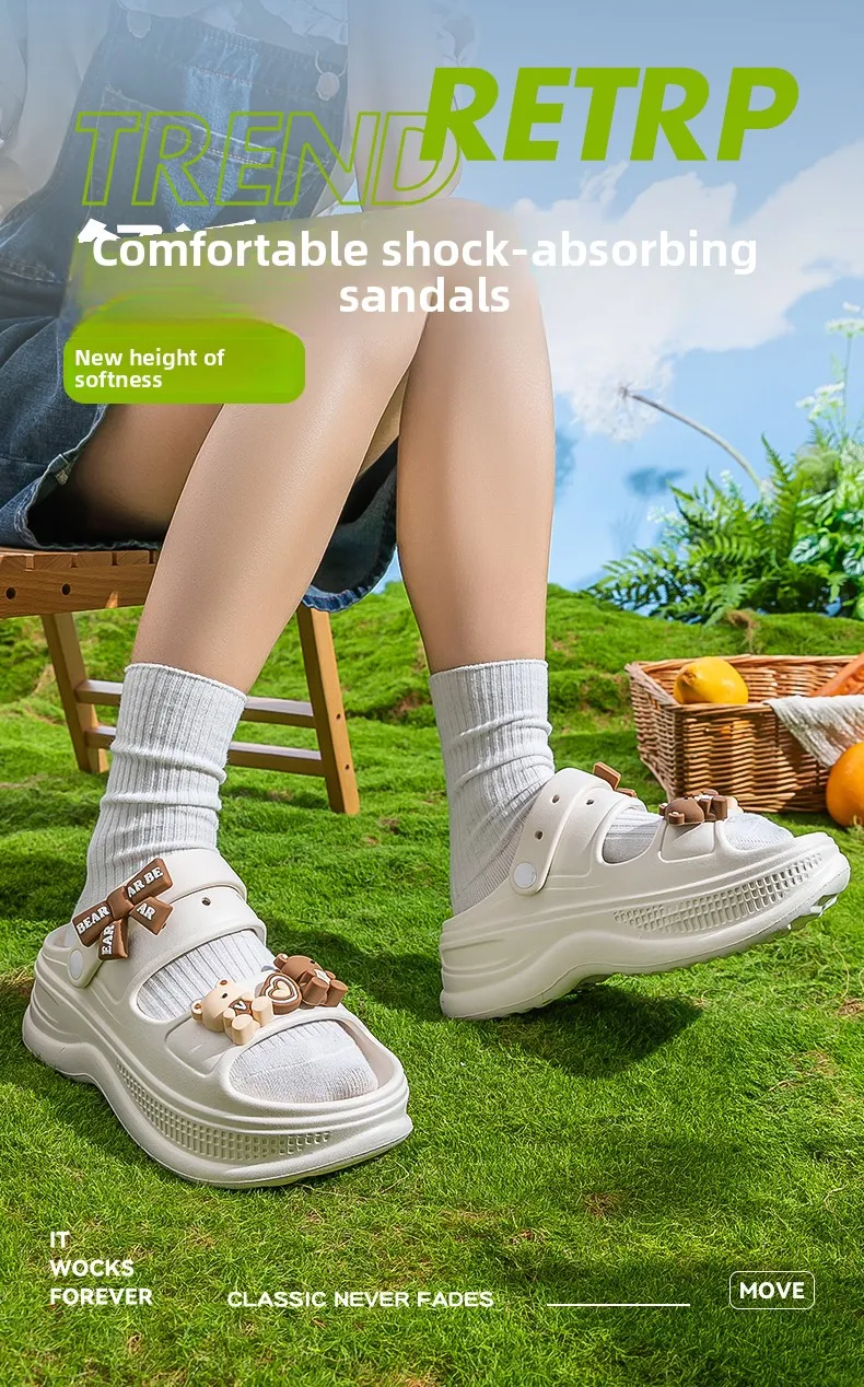 2026 Niedliche Cartoon-Sandalen mit dicker EVA-Sohle für Damen – Sommerliche Outdoor-Strandpantoletten mit Absatz, bequem und rutschfest zum Hineinschlüpfen – Detail 2