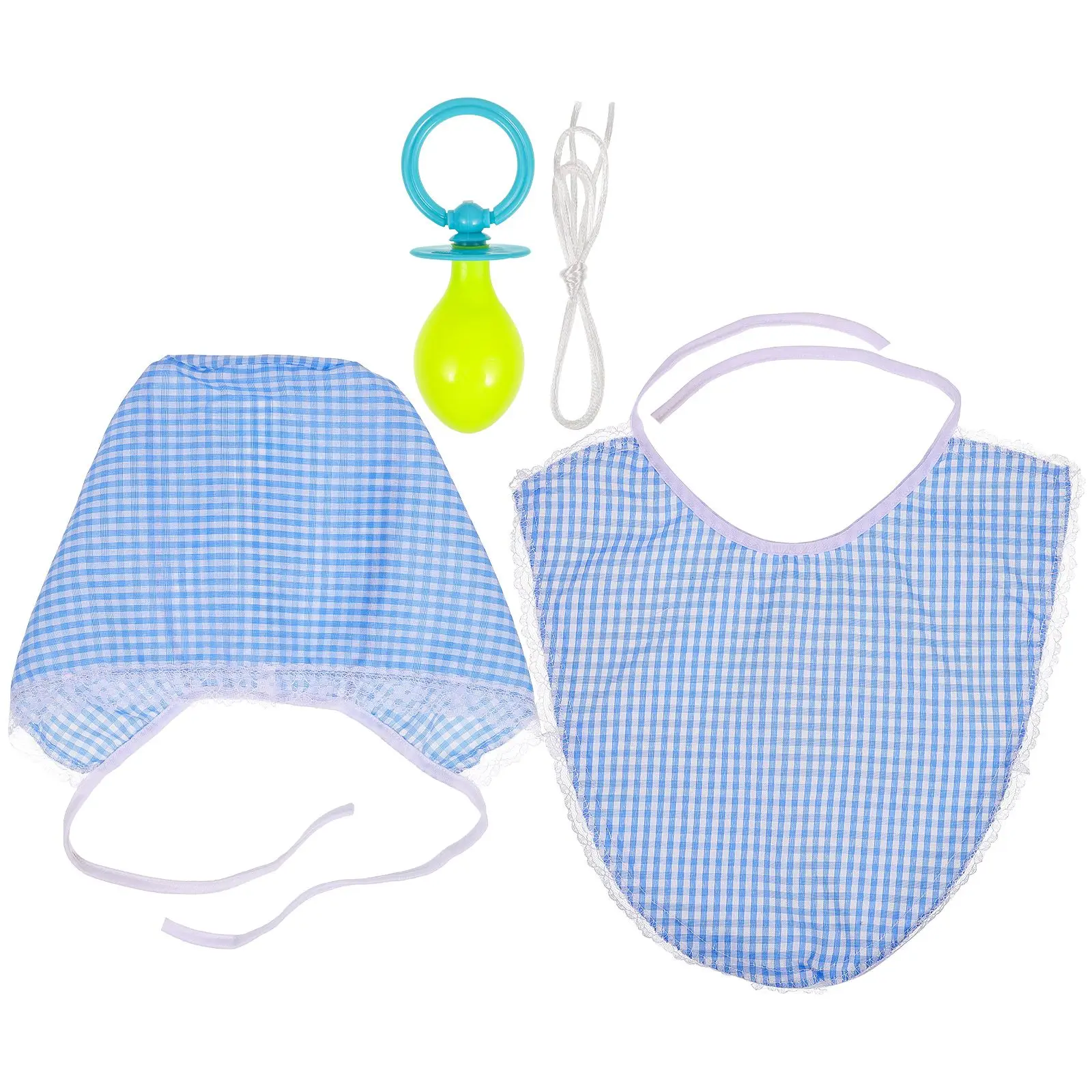 3 pièces drôle adultes Cosplay bébé sucette bavoir chapeau ensemble fête accessoires drôles bébé enfants accessoires Kit (bleu)