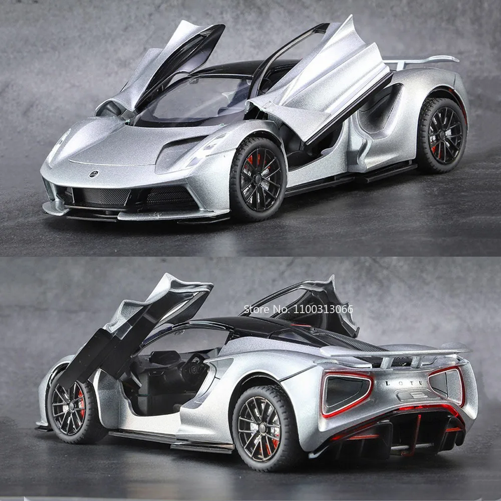 1/24 Lotus Evija Alloy Model Cars Toys Simulation Doors Opened Sports Car with Light and Sound Vehicle for Children Boys Gifts