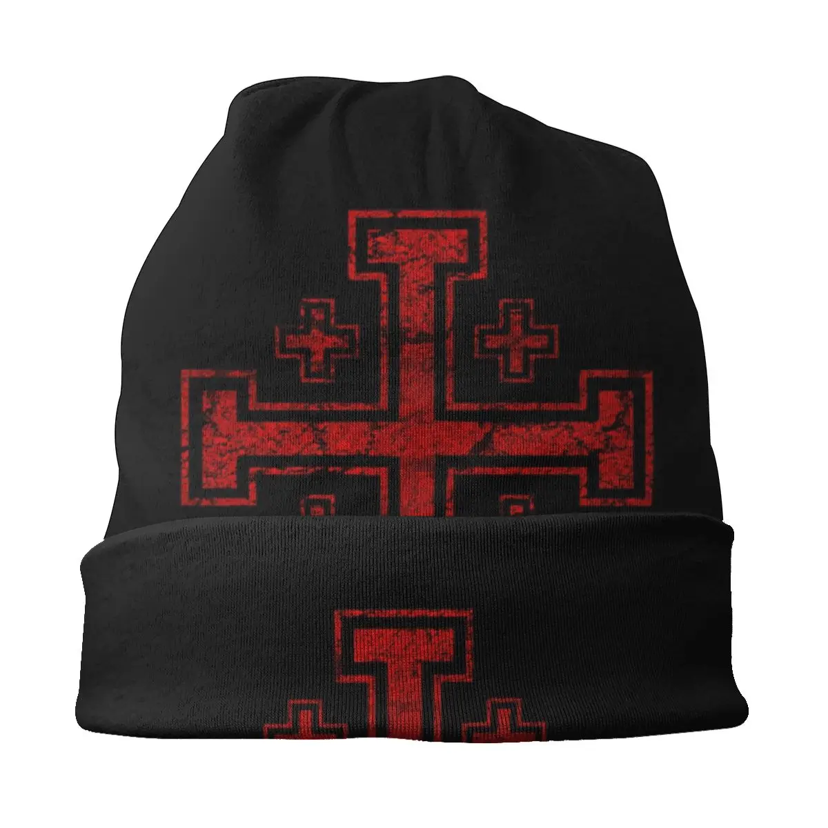 Custom Templar Knight Medieval Warrior Symbol Beanies Caps Unisex Winter Warm Knit Hat Adult Jerusalem Cross Seal Bonnet Hats