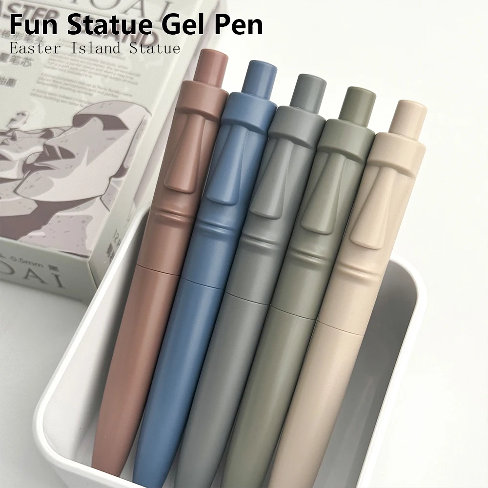 

5Pcs Low Center of Gravity Easter Island Statue Gel Pen 0.5mm Fun Statue Study Office Pocket-Sized Pen