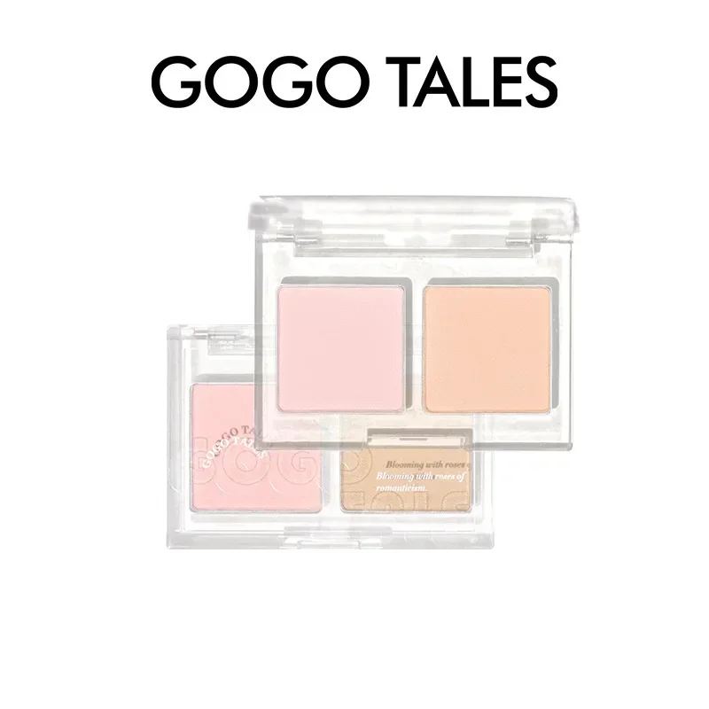 Gogotales-Blush de contour, surligneur, palette tout-en-un, bang naturel, ver à soie, poudre de surbrillance bicolore