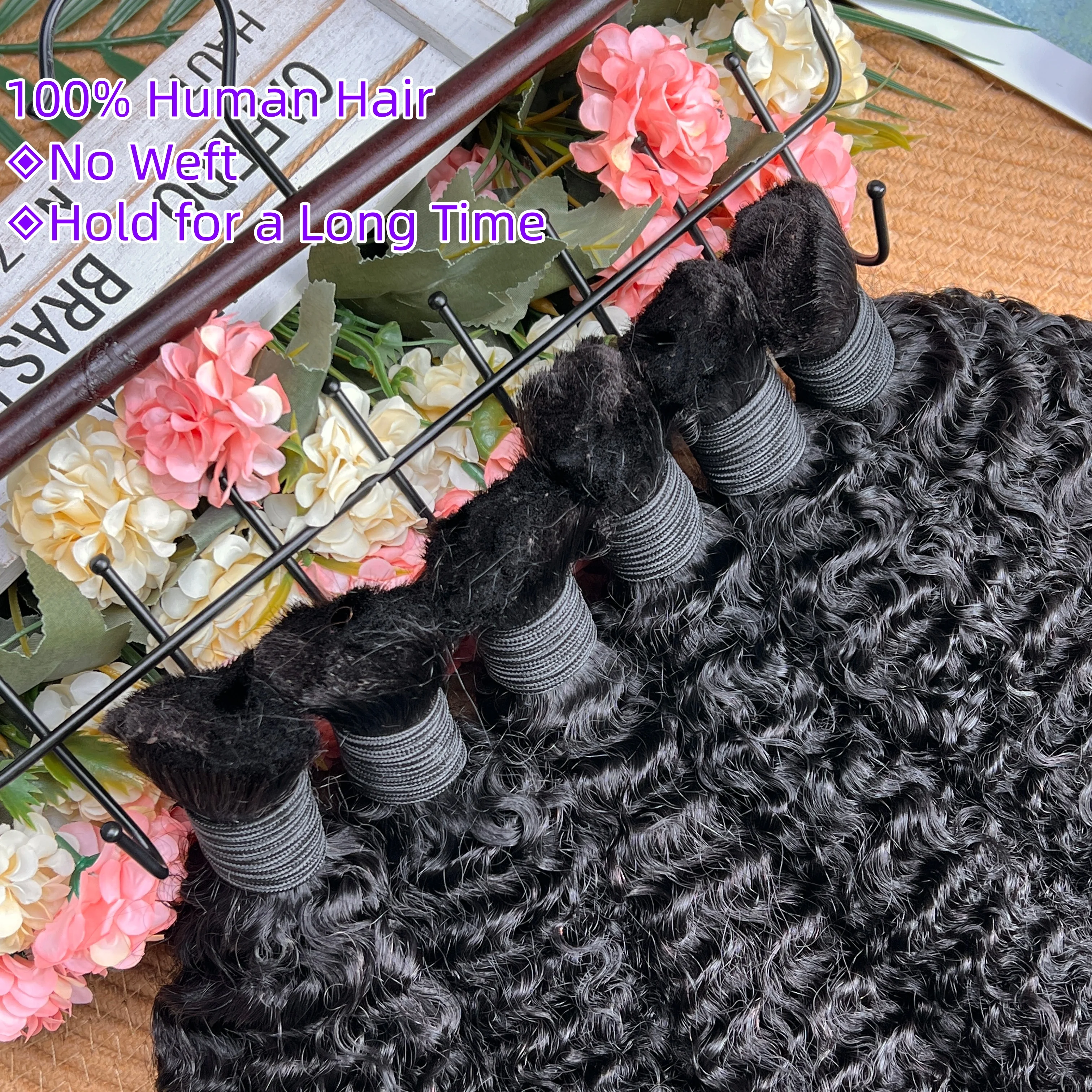 4C Afro Kinky Curly Human Hair Bulk Raw Unprocessed Virgin Hair Weave No Weft Kinky Coily Hair Extension 100G