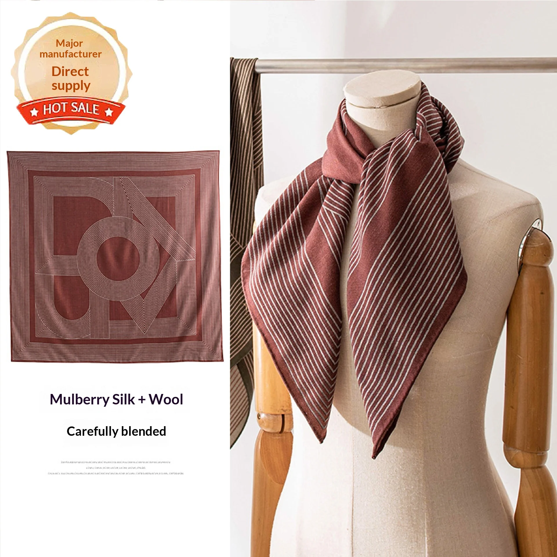 Elegant temperament, silk wool scarf, sunscreen shawl, high-end light luxury decorative neckerel