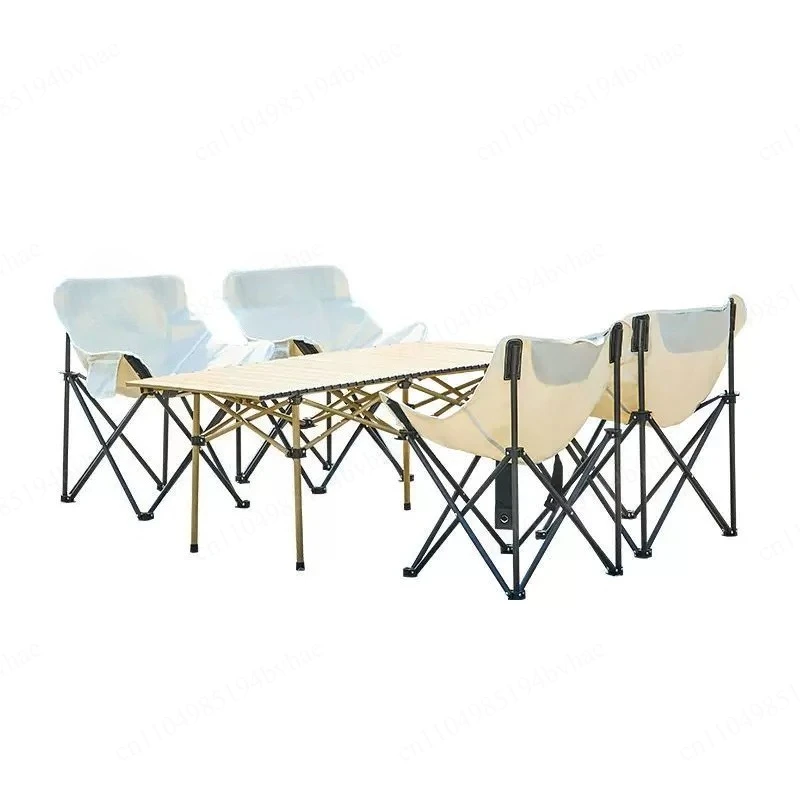 Outdoor folding tables and chairs, a complete set of camping eggs, portable moon chairs, barbecue tables, picnic tables
