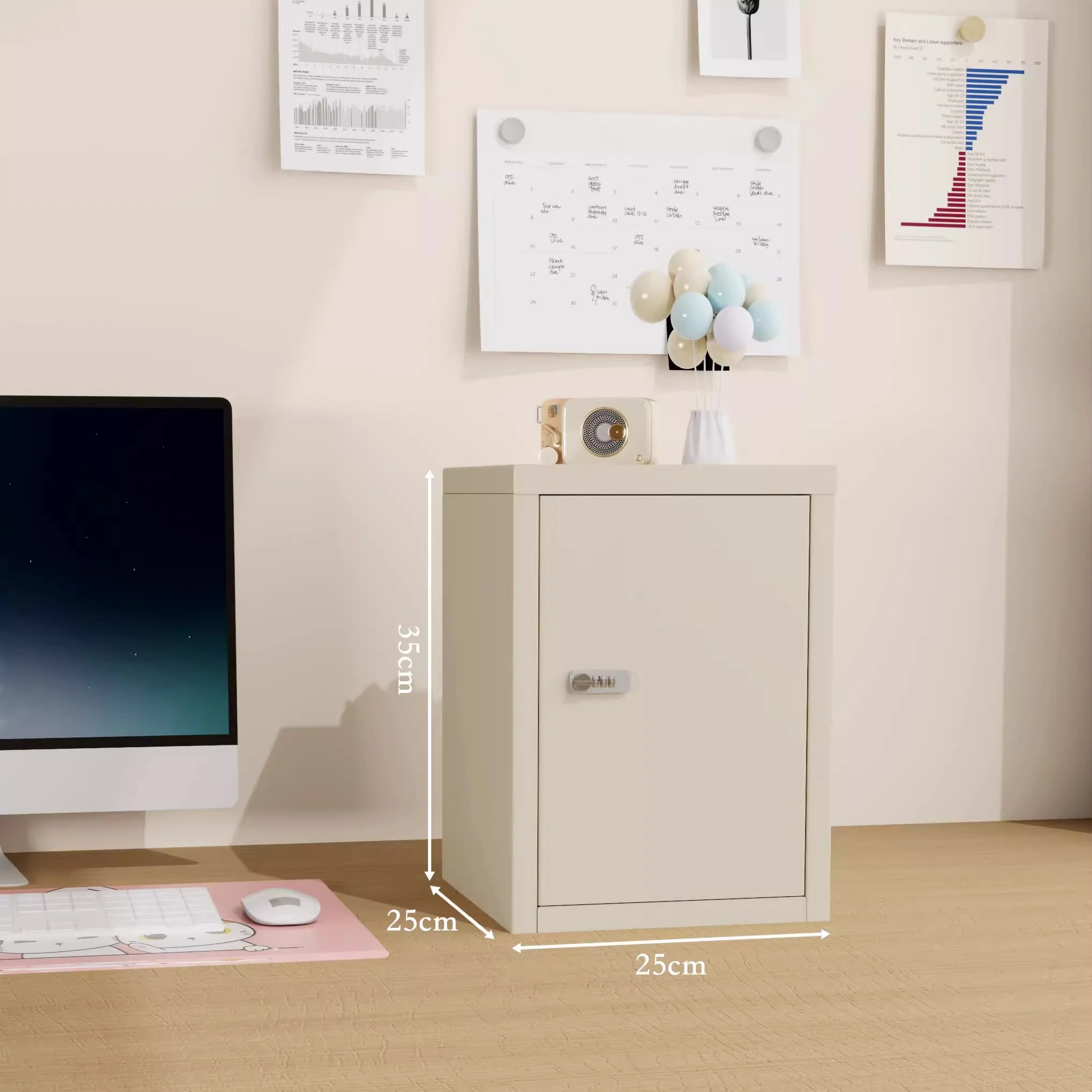 

Iron password box household small safe with lock storage box