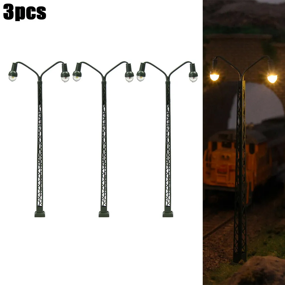 3Pcs 11cm Model Railway Lights Lattice Mast Light Track Train Lamp For TT Model Building Layout Garden Decor Sand Table Decor