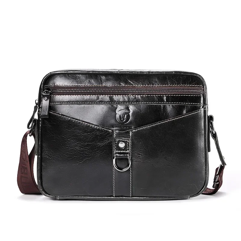 

2024 New Quality Men's Bags Casual Vintage Shoulder bag husband Messenger Bag for 10.5 inch ipad Tote 100% Cowhide Crossbody Bag