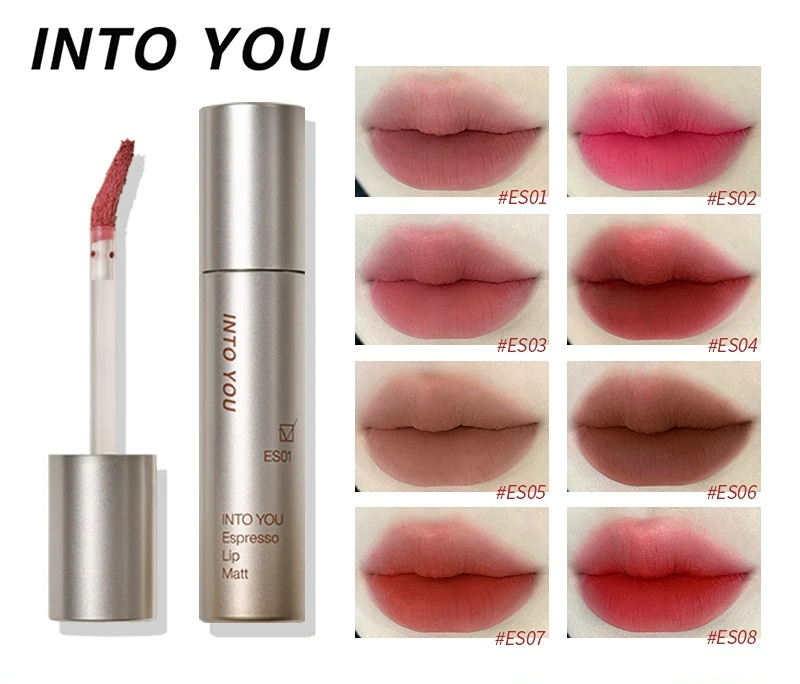 INTO YOU Espresso Lip Matt Lipstick Light Thin Long Lasting Red Lip mud Women make up