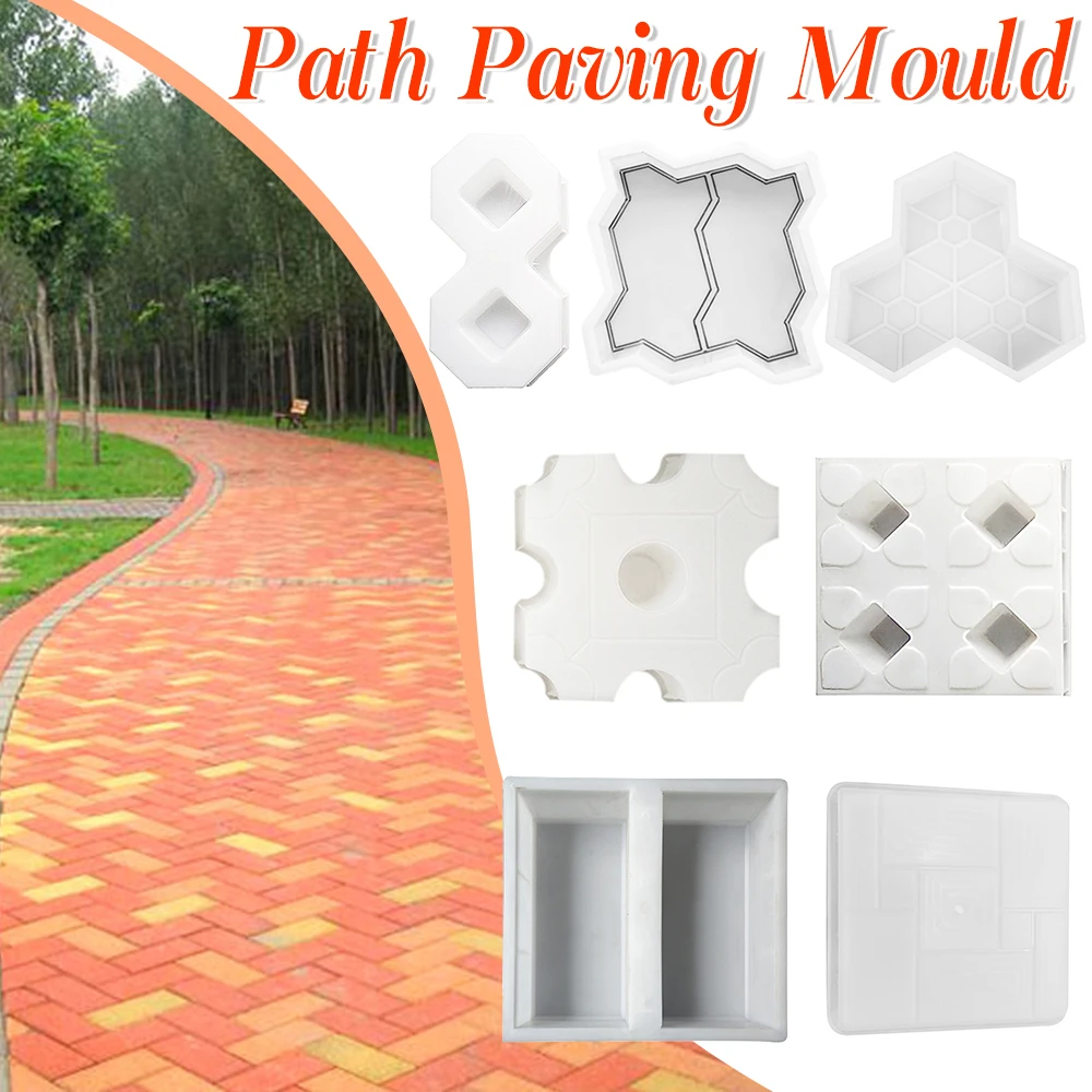 DIY Path Maker Paving Cement Brick Molds Outdoor Courtyard Garden Stone Road Walk Concrete Brick Carving Pavement Tools