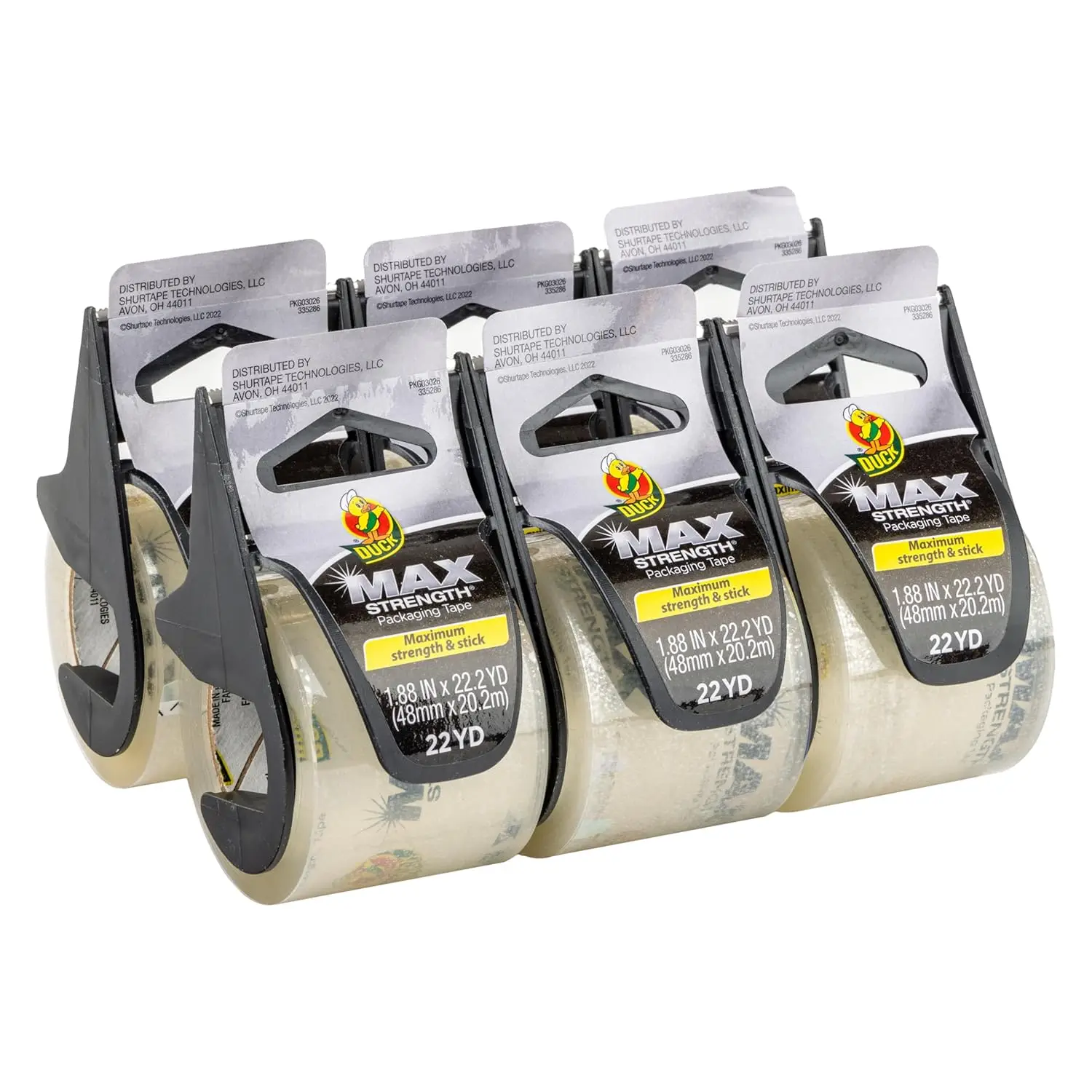 

Heavy Duty Clear Packing Tape with Dispenser, 6 Rolls for Shipping & Moving Boxes, 1.88 Inch x 22 Yards