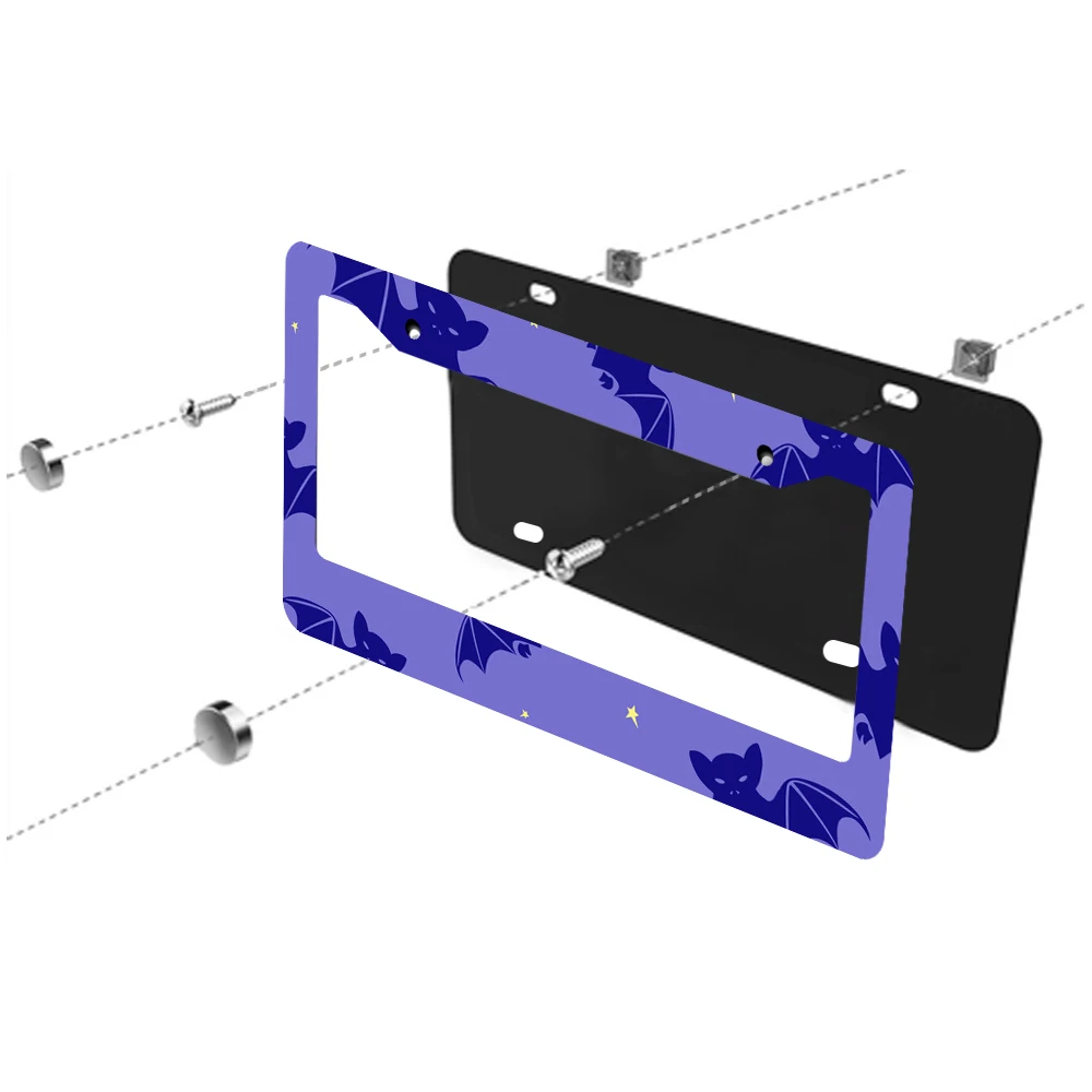 1 قطعة نمط الخفافيش الأرجواني 2-Hole إطار لوحة الترخيص ، مادة الألومنيوم ، 6x12 بوصة مع مجموعة المسمار ، الكرتون متعة سيارة الديكور Gi
