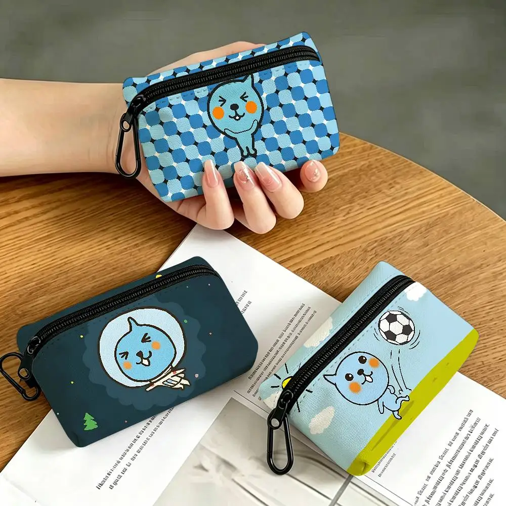Q-Qoo Portable Oxford Fabric Mini Wallet Carabiner Design Small Coin Bag For Cards Keys Earphones