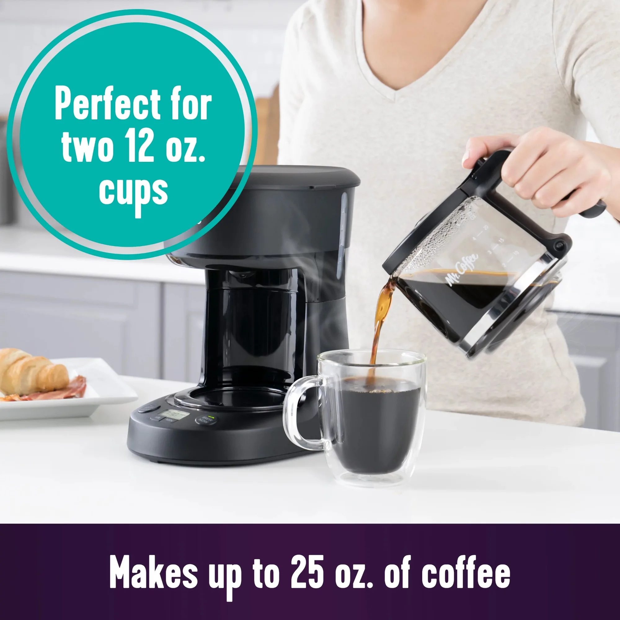 5-Cup Programmable Coffee Maker, 25 oz. Mini Brew, Black
