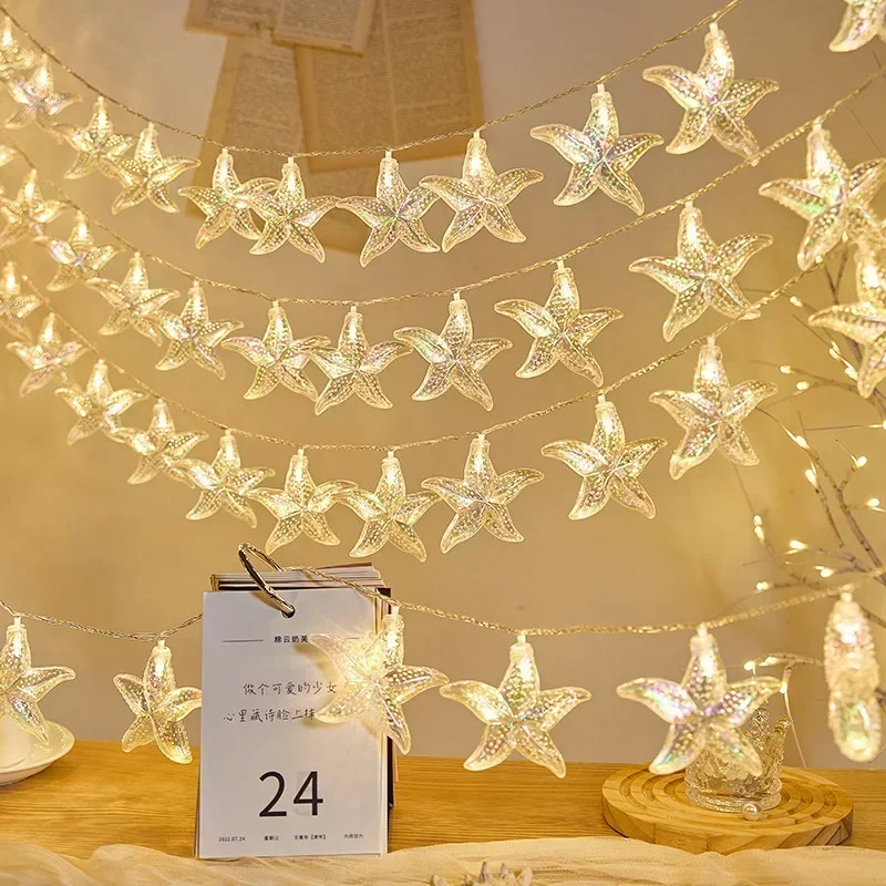 2024 New Style LED Beach Shell Light String Starfish String Lights Cinnamoroll String Lights USB  Waterproof  Atmosphere Lights